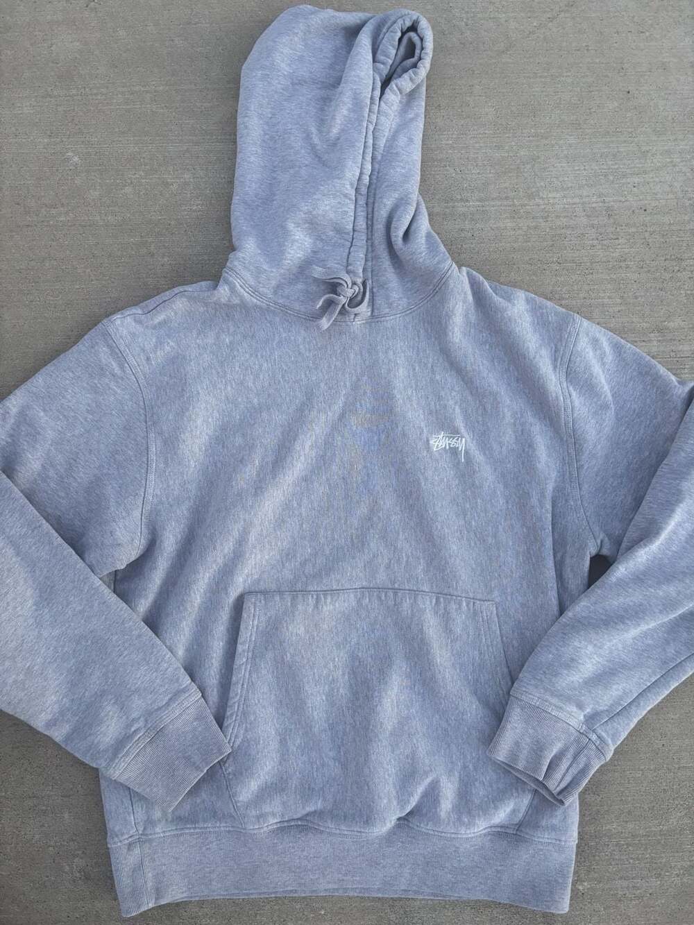 Men’s Stussy Basic Stock Logo Heather Grey Hoodie Size Large Spring 21 118417